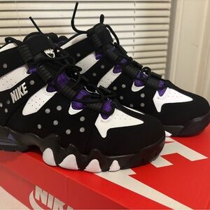 Nike Black and White Shoes with Purple Highlights